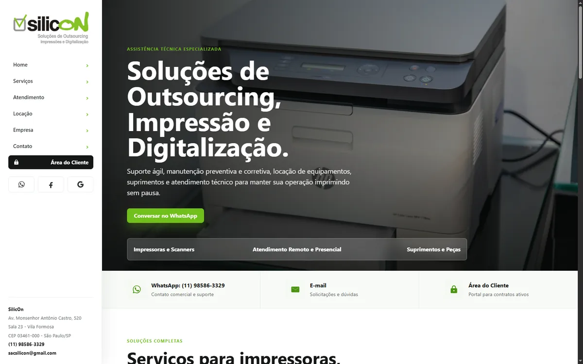 Site da SilicOn Assistência